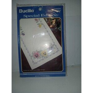 Bucilla Tablerunner 64252 Special Edition Pansy Flowers Vintage 1994